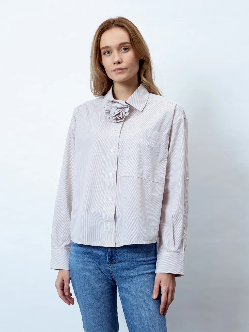 MILA - Langarm Damenbluse, gewebt